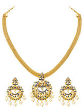 Gold Plated Blue Gemstone Necklace Set with Earrings