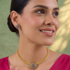 Gold Plated Blue Gemstone Mesh Choker Set