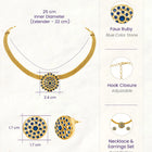 Gold Plated Blue Gemstone Mesh Choker Set