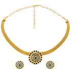 Gold Plated Blue Gemstone Mesh Choker Set