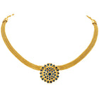 Gold Plated Blue Gemstone Mesh Choker Set
