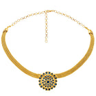 Gold Plated Blue Gemstone Mesh Choker Set