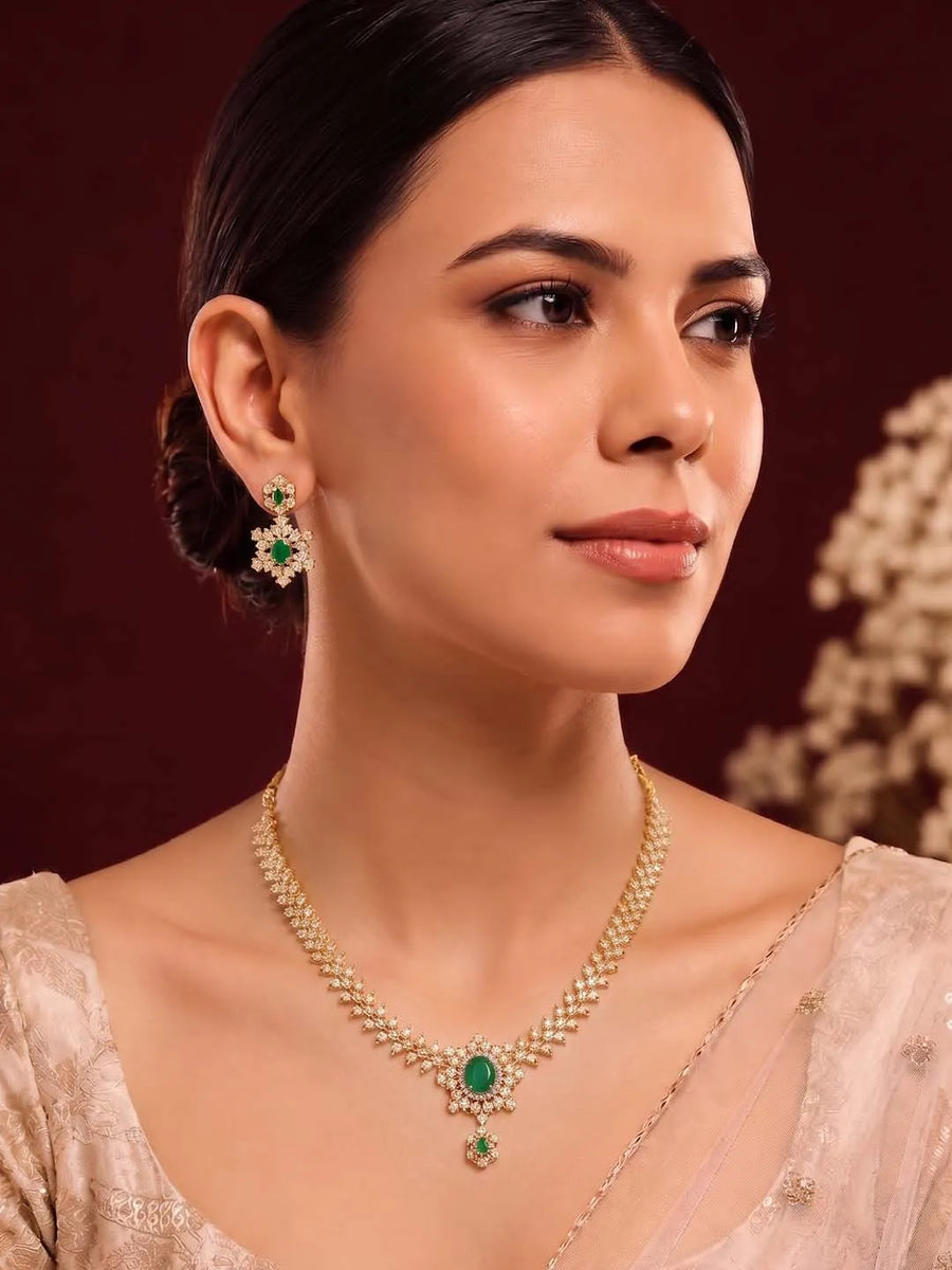 Imperial Emerald Leaflet SZ Necklace Set