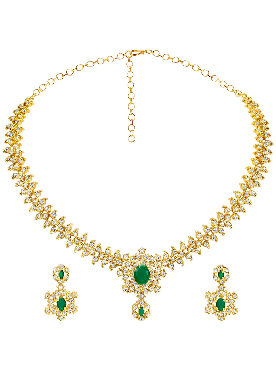Imperial Emerald Leaflet SZ Necklace Set