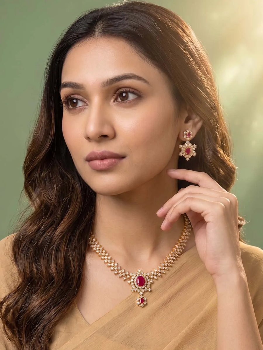 Imperial Pink Leaflet SZ Necklace Set