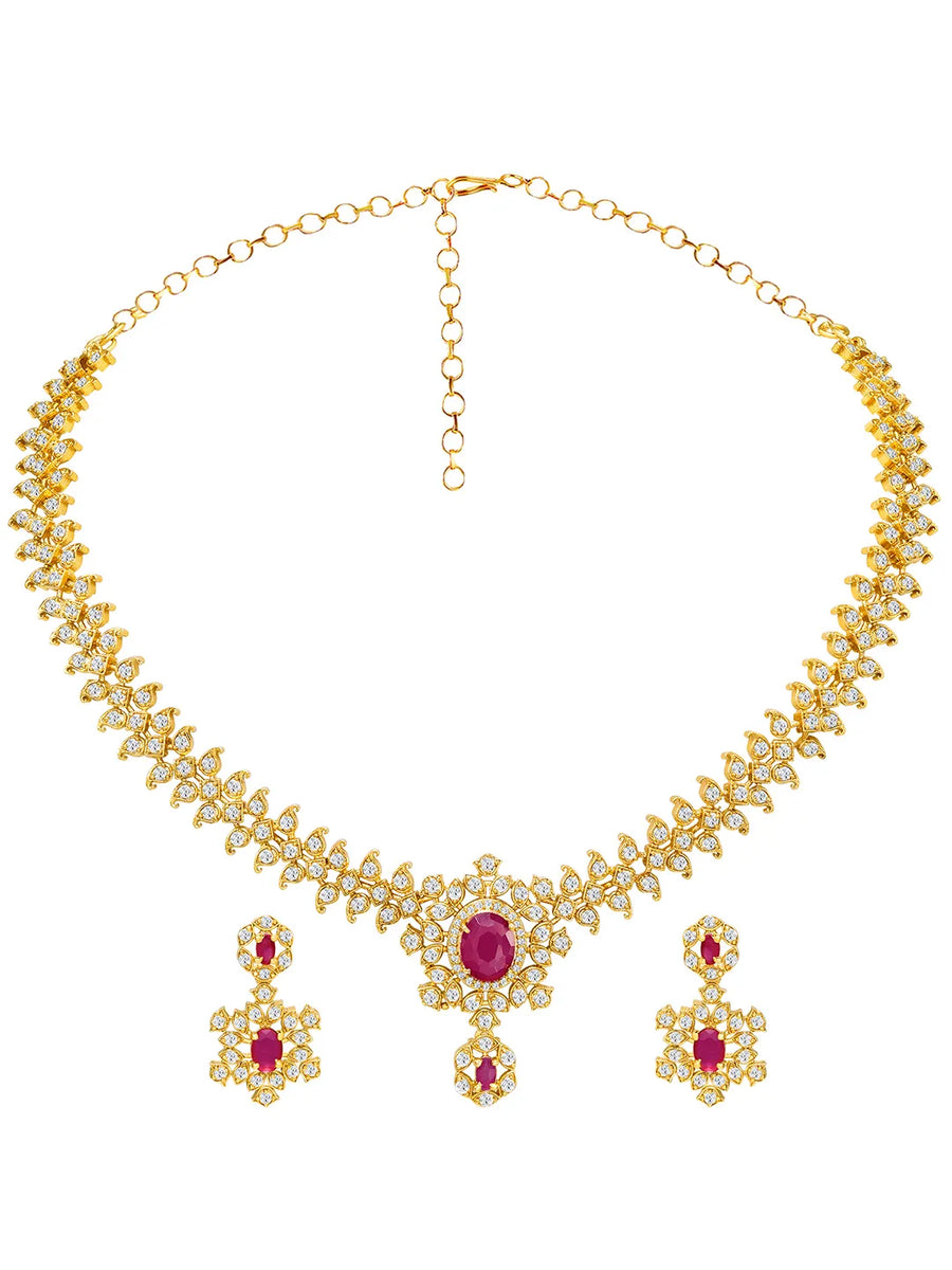 Imperial Pink Leaflet SZ Necklace Set