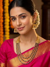 Peora Lakshmi Jhumki Gold Blue Layer Necklace Set