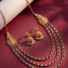 Peora Lakshmi Jhumki Gold Blue Layer Necklace Set