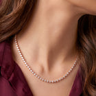 Peora Elegant Crystal Tennis Necklace - Rose Gold