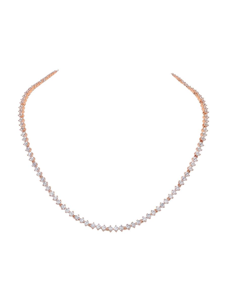 Peora Elegant Crystal Tennis Necklace - Rose Gold
