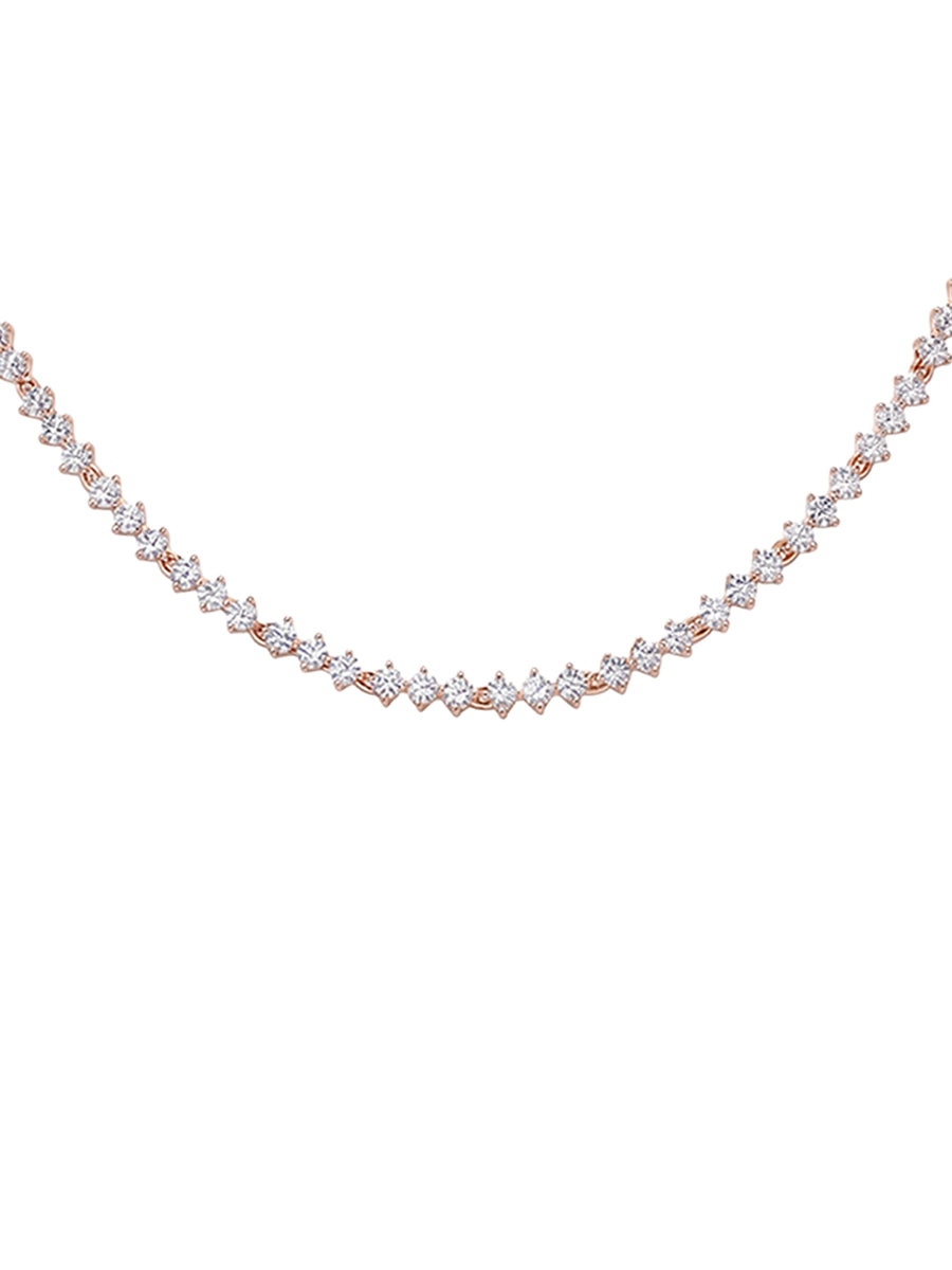 Peora Elegant Crystal Tennis Necklace - Rose Gold