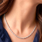 Peora Elegant Crystal Tennis Necklace - Silver