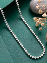 Peora Elegant Crystal Tennis Necklace - Silver
