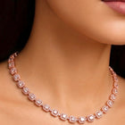 Peora Classic Crystal Tennis Necklace - Rose Gold