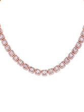 Peora Classic Crystal Tennis Necklace - Rose Gold
