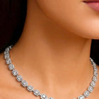 Peora Classic Crystal Tennis Necklace - Silver