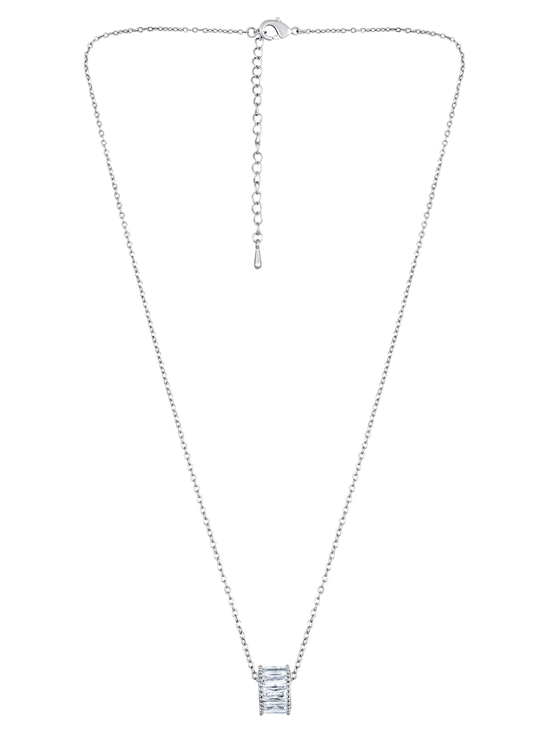 Chic Simplicity CZ Studded Silver Plated Pendant