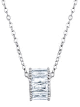 Chic Simplicity CZ Studded Silver Plated Pendant