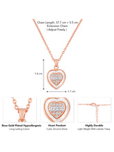 Modern Heart Rose Gold CZ Pendant Set