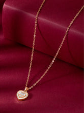 Modern Heart Rose Gold CZ Pendant Set