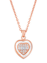 Modern Heart Rose Gold CZ Pendant Set