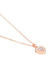 Modern Heart Rose Gold CZ Pendant Set