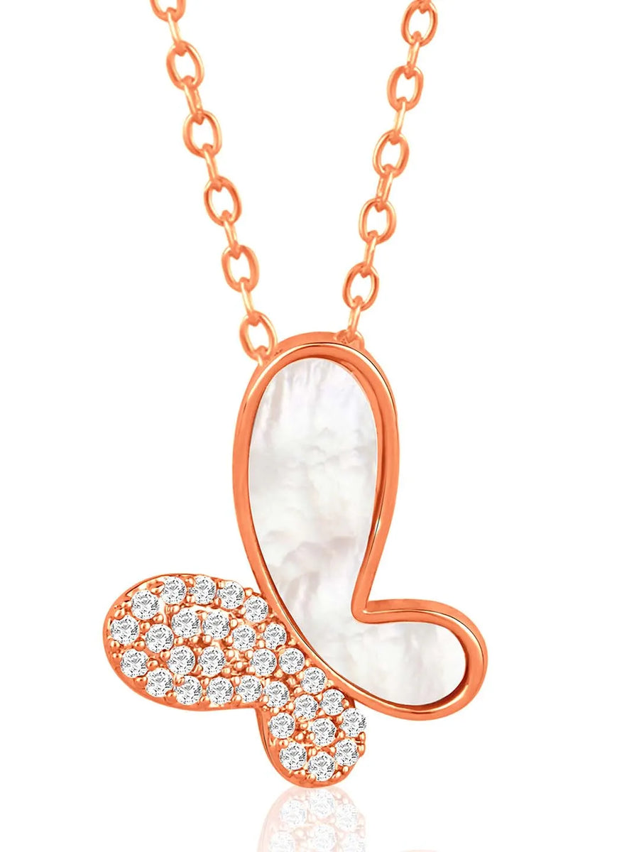 Butterfly Bliss CZ Pendant Chain – Delicate Fashion Jewellery by Peora

