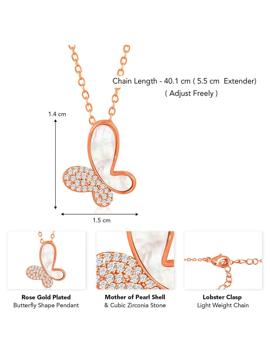 Butterfly Bliss CZ Pendant Chain – Delicate Fashion Jewellery by Peora

