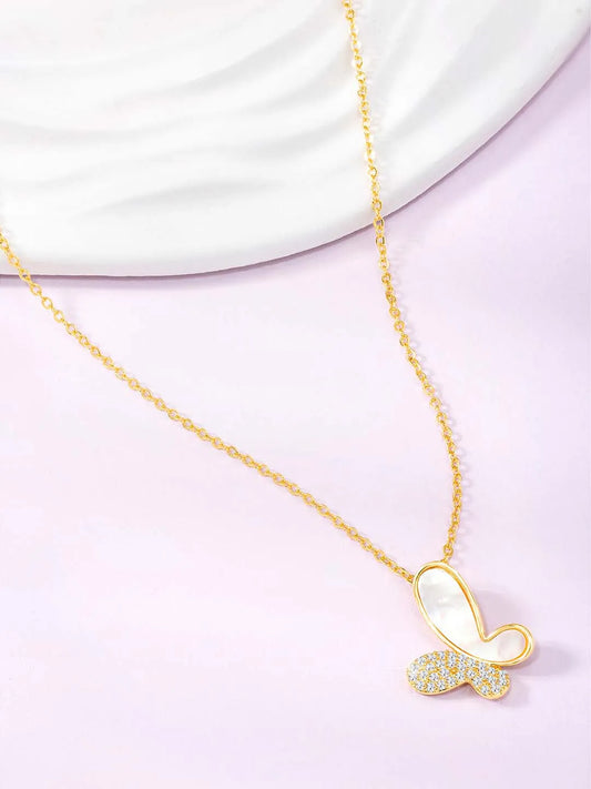 Butterfly Bliss CZ Pendant Chain – Delicate Fashion Jewellery by Peora

