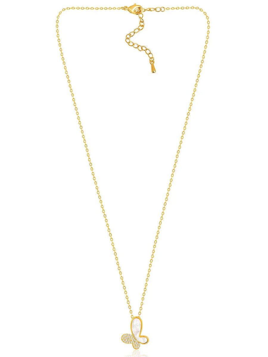 Butterfly Bliss CZ Pendant Chain – Delicate Fashion Jewellery by Peora

