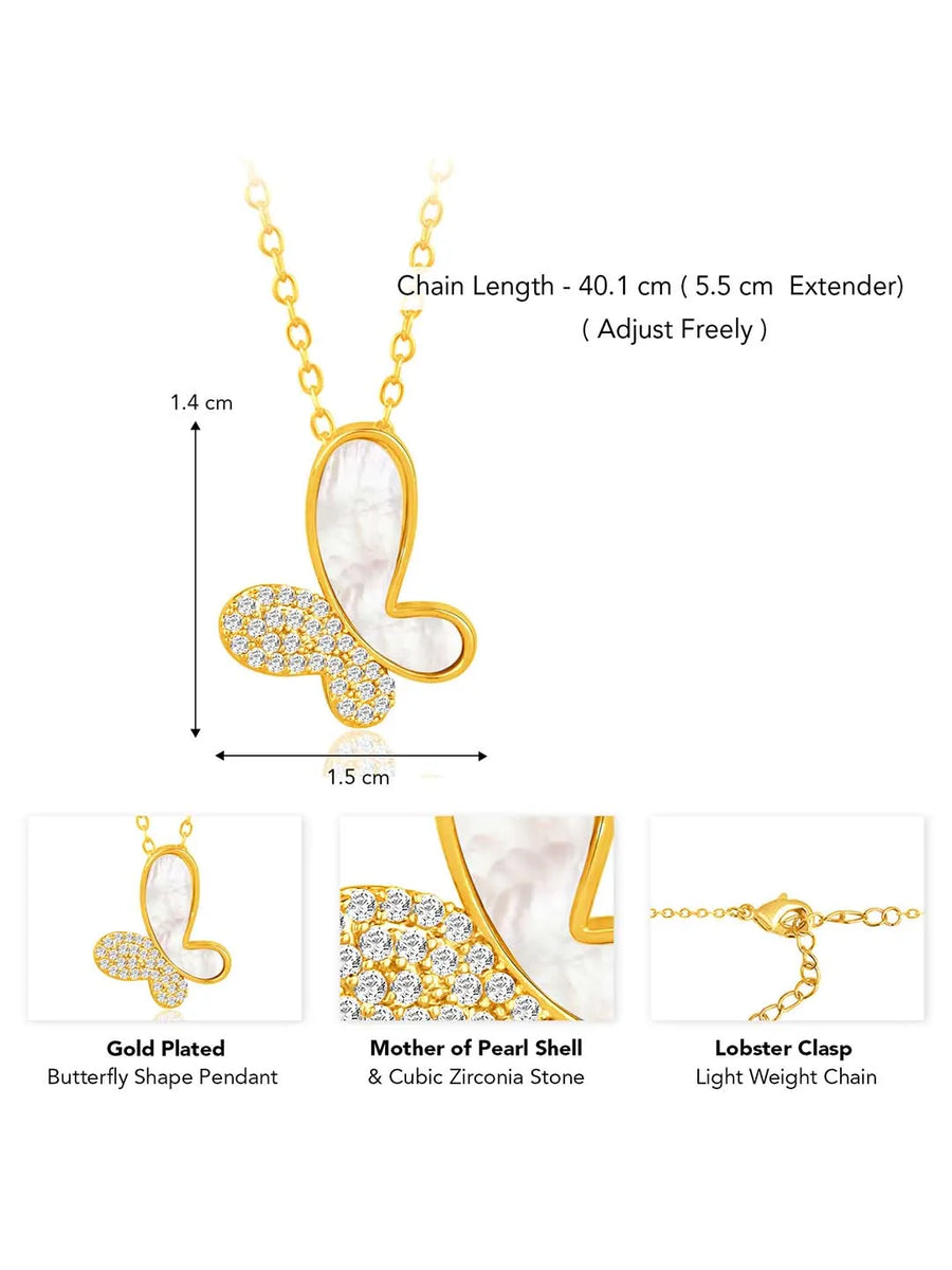Butterfly Bliss CZ Pendant Chain – Delicate Fashion Jewellery by Peora

