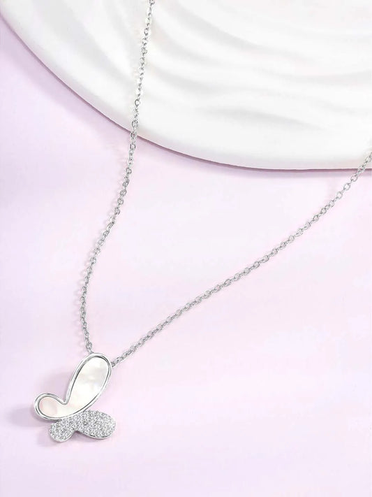 Butterfly Bliss CZ Pendant Chain – Delicate Fashion Jewellery by Peora

