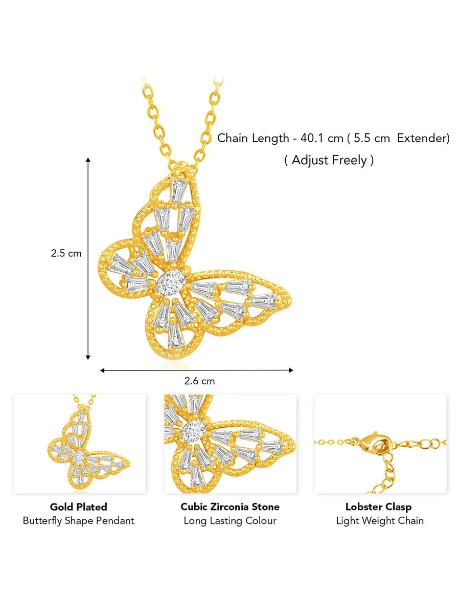 Wings CZ Pendant Chain – Stylish Fashion Jewellery by Peora

