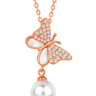 Pearl & CZ Flutter Pendant Chain – Elegant Fashion Jewellery by Peora

