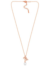 Pearl & CZ Flutter Pendant Chain – Elegant Fashion Jewellery by Peora

