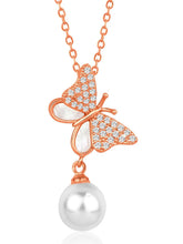Pearl & CZ Flutter Pendant Chain – Elegant Fashion Jewellery by Peora

