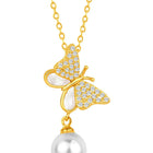 Pearl & CZ Flutter Pendant Chain – Elegant Fashion Jewellery by Peora

