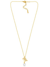 Pearl & CZ Flutter Pendant Chain – Elegant Fashion Jewellery by Peora

