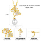 Pearl & CZ Flutter Pendant Chain – Elegant Fashion Jewellery by Peora

