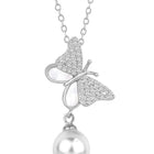 Pearl & CZ Flutter Pendant Chain – Elegant Fashion Jewellery by Peora

