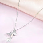Pearl & CZ Flutter Pendant Chain – Elegant Fashion Jewellery by Peora


