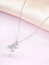 Pearl & CZ Flutter Pendant Chain – Elegant Fashion Jewellery by Peora


