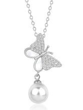 Pearl & CZ Flutter Pendant Chain – Elegant Fashion Jewellery by Peora

