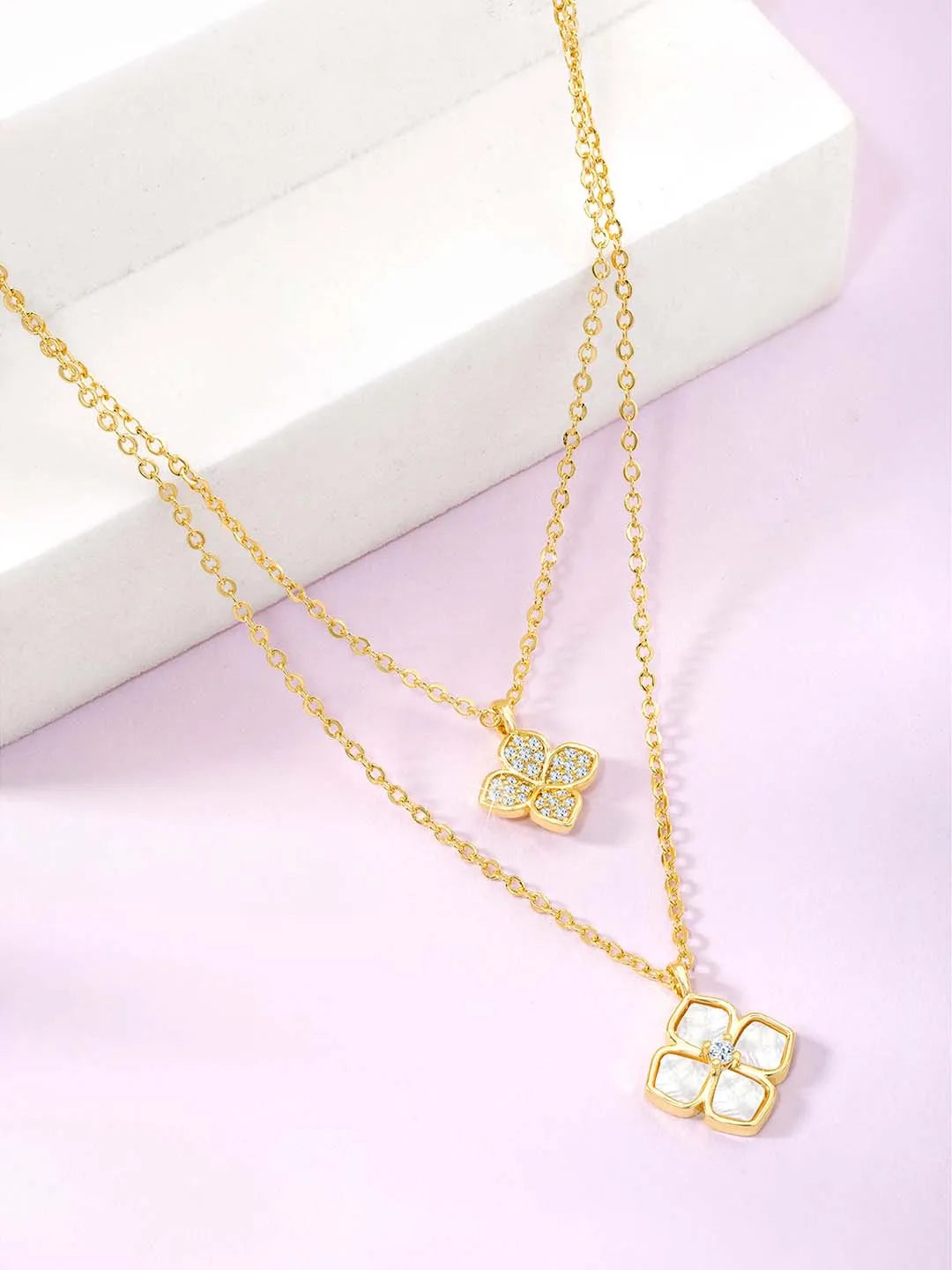 Petals CZ Pendant Chains – Floral Fashion Jewellery by Peora

