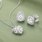 Modern Heart Pendant with Halo Diamond Studs
