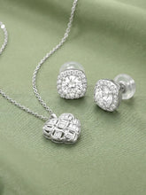 Modern Heart Pendant with Halo Diamond Studs