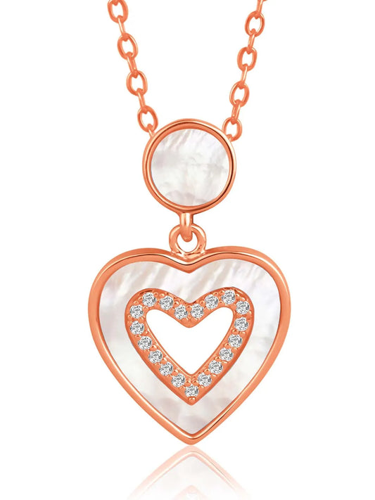 Chic Heartfelt CZ Pendant Chain - Rose Gold