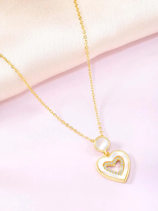 Chic Heartfelt CZ Pendant Chain - Gold