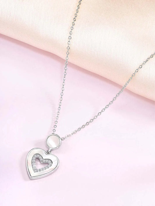 Chic Heartfelt CZ Pendant Chain - Silver