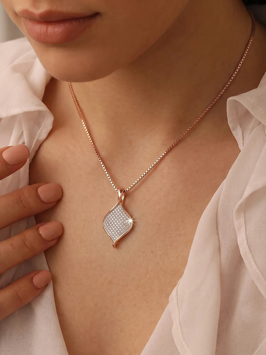 Shimmer Square Pendant Rose Gold Plated